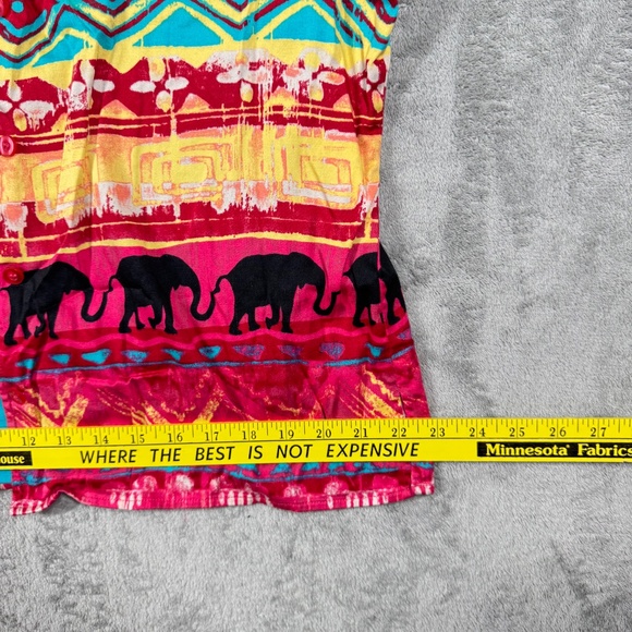 Chico’s Elephant Print Button Shirt Women’s Size 2 (XL) Tribal Boho Top - Picture 7 of 9